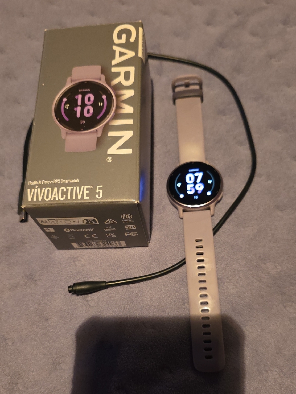 garmin vívoactive 5 Smartwatch - Purple Silicone Band, Rose Gold Case